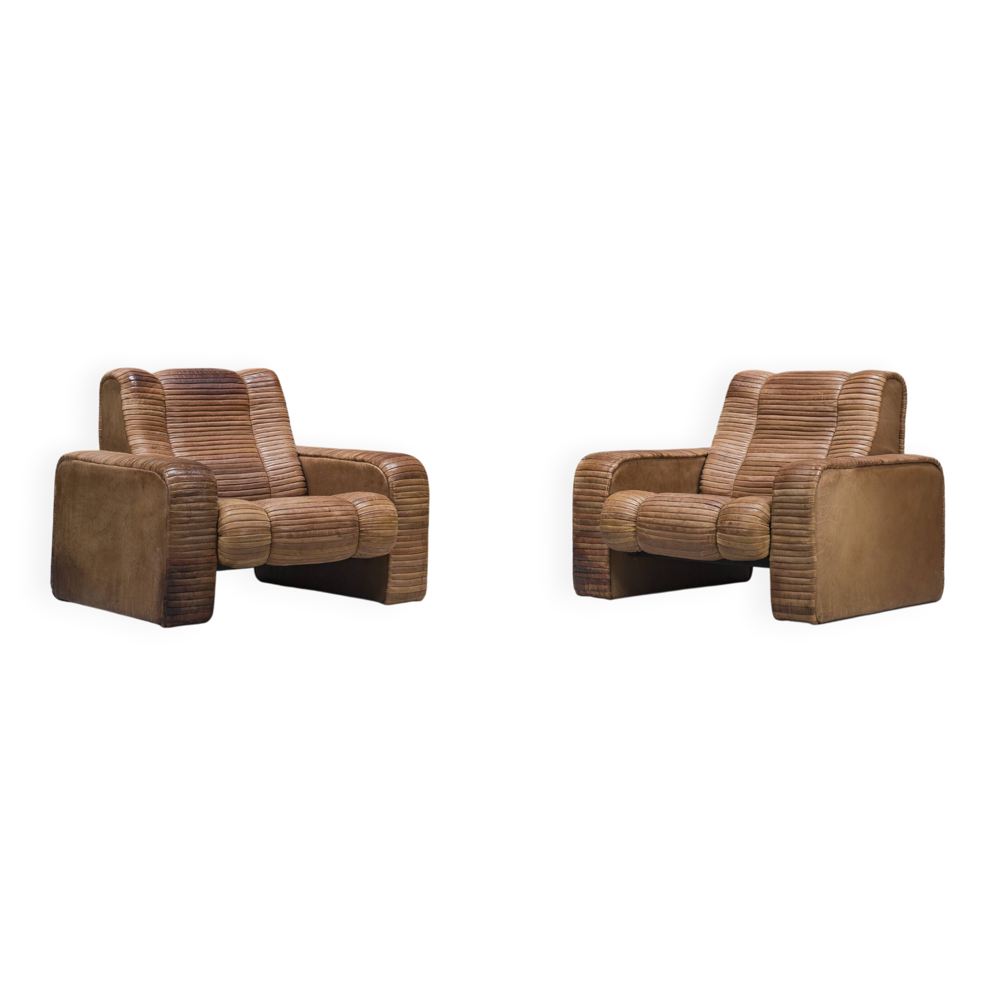 Set of Armchairs in Patchwork Leather by Ernst Lüthy for De Sede