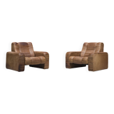 Set of Armchairs in Patchwork Leather by Ernst Lüthy for De Sede