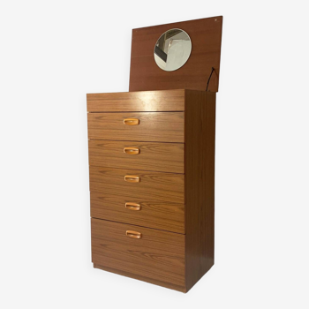 Commode haute années 1970 avec miroir par Schreiber