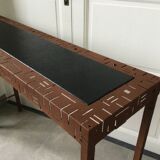 Perforated sheet metal and wood console