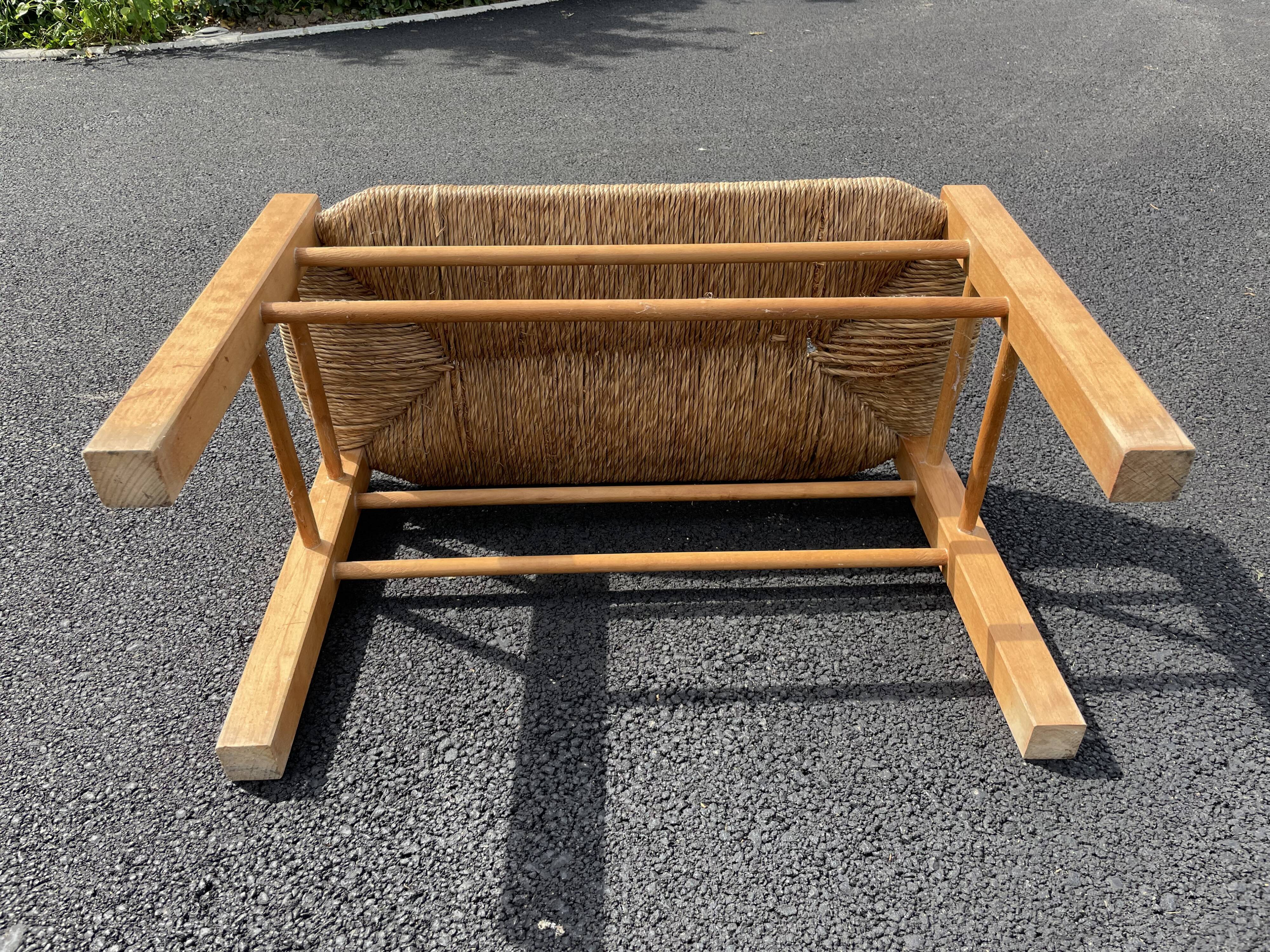 Vintage beech bench and country style straw