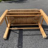 Vintage beech bench and country style straw