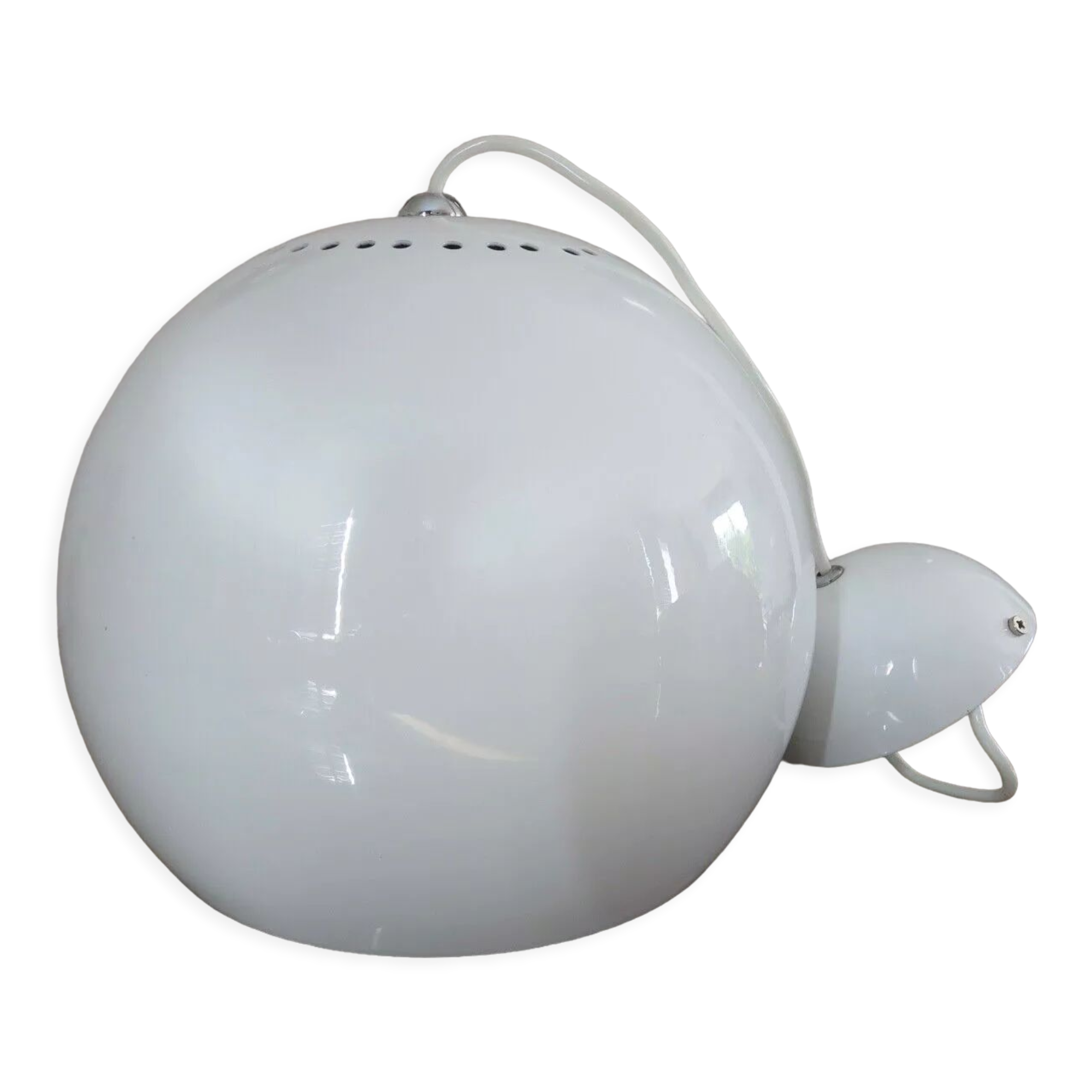 Vintage pendant lamp in white lacquered metal 80s