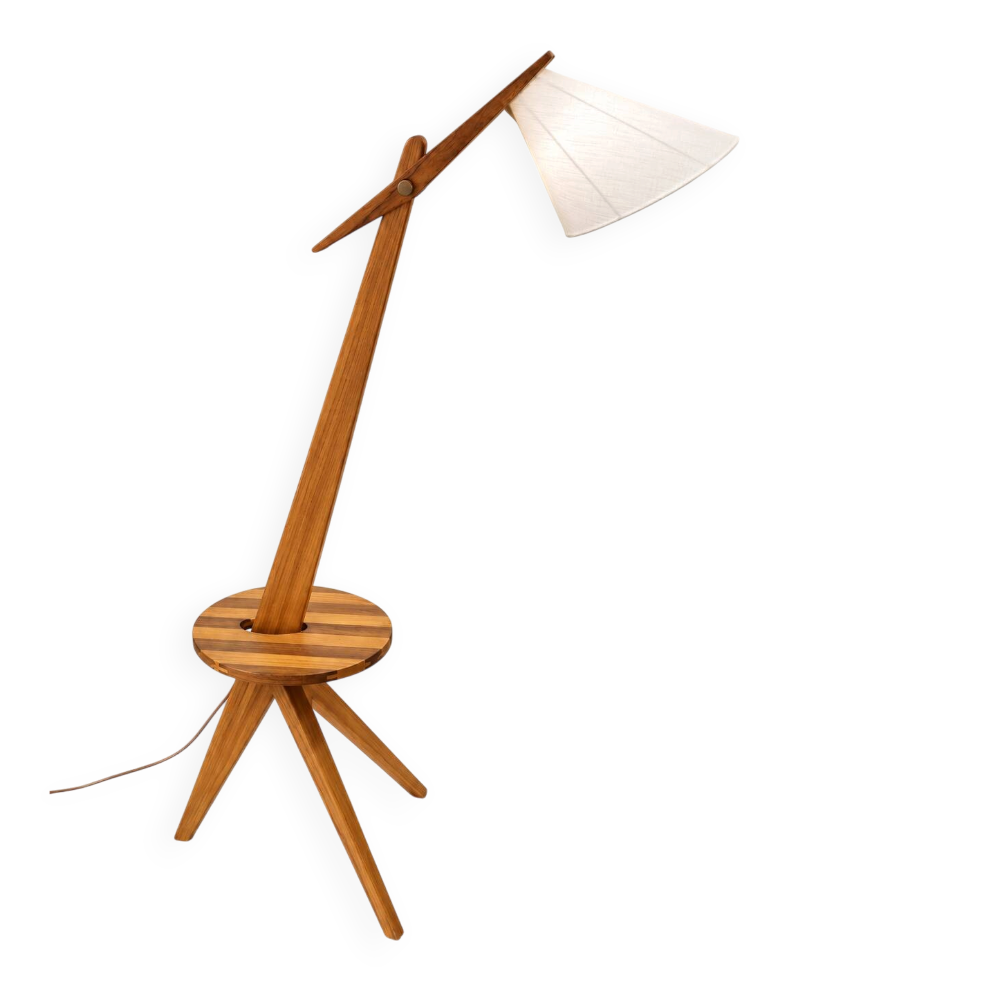 Tripod floor lamp in solid wood - Sweden - 1950