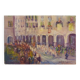 Oil on wood by Riccardo Capone Procession 50s 60s