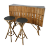 Tiki bar, rattan bar and two stools