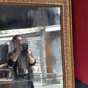 Miroir dore et rechampi en gris d'epoque louis xvi
