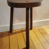 Old wooden tripod bench stool milking shepherd’s bench