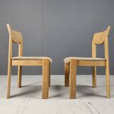 Lot de 6 chaises de salle à manger brutalistes en chêne - années 1970