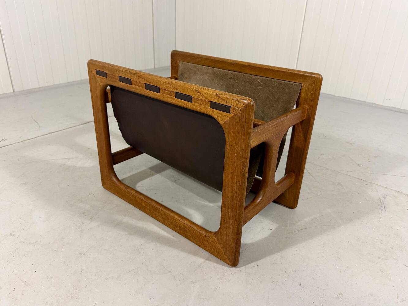 Salin Møbler teak & leather magazine holder Denmark 1960’s