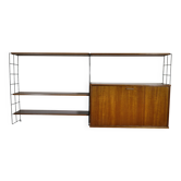 Mid Century String Shelving Unit in Teak with Secretary Cabinet, 1960s