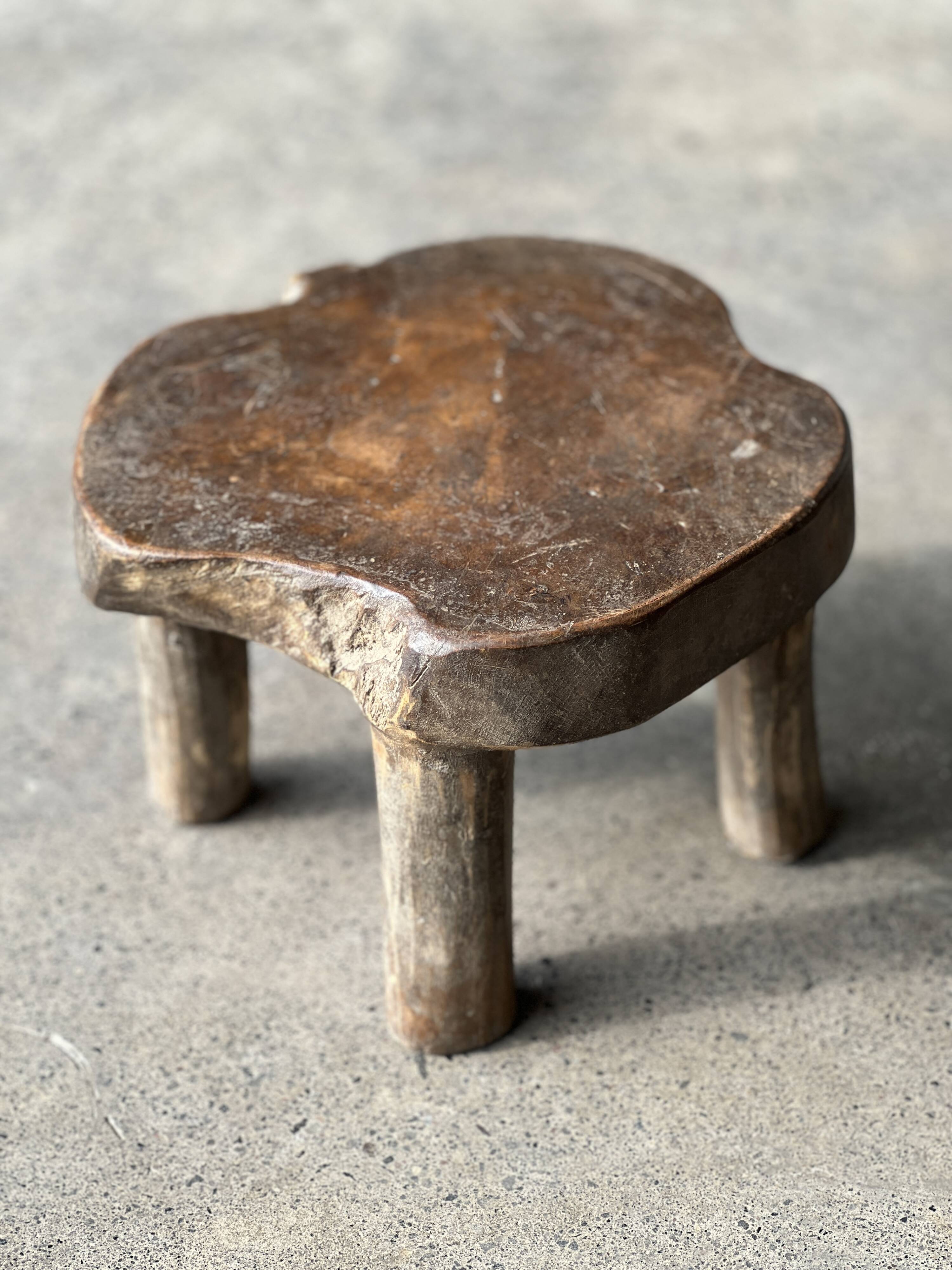 Mini low stool in upcycled old Asian teak H15 D24