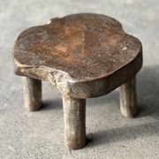 Mini low stool in upcycled old Asian teak H15 D24