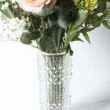 Vintage Clear Pressed Glass Vase: CandleWax Design, Czech Republic, 1972