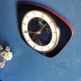 Vintage formica silent trapezoid wall clock "Flash black transistor"