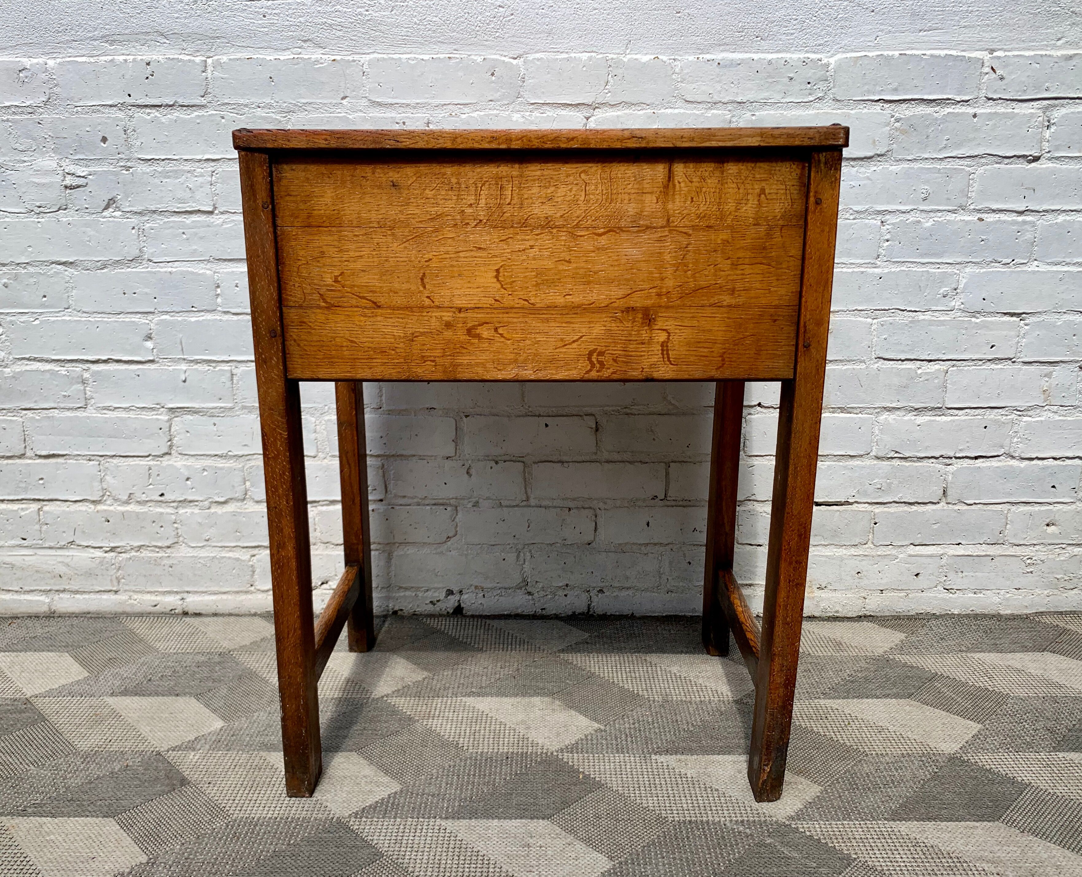 Vintage Wooden School Desk with Storage #D381