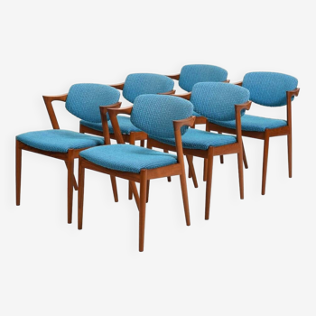 Ensemble de 6 chaises Z en teck Kai Kristiansen, années 1960