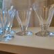 4 old conical liquor glasses cut with 10 flat ribs with faceted sides