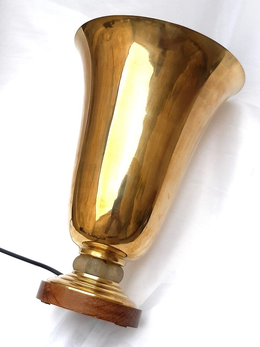 Lampe cornet art déco laiton et verre