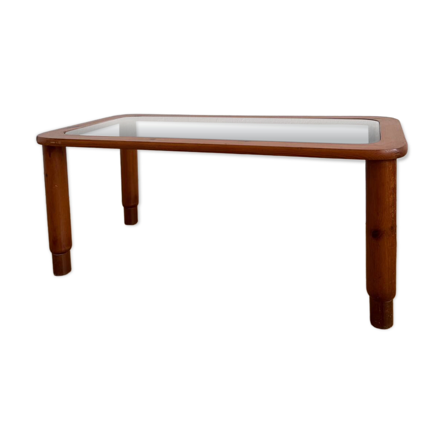 Table basse en bois et verre