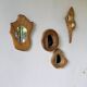 Set de 4 miroirs organiques brutalistes en bois années 50
