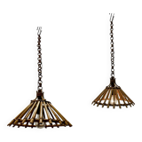 Rattan vintage Light Pendants Set of 2 1960’s