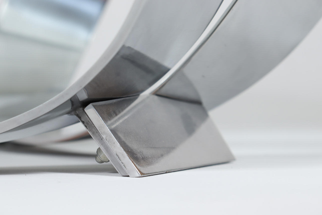 Knut Hesterberg. Space Age coffee table by Knut Hesterberg for Ronald Schmitt, diamond aluminium, 1970s, Germany.