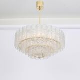 Lustre à tubes en verre glace Murano par Doria, Allemagne, années 1960