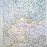 Mongolie, Asie. Planche géographique imprimée en 1900.