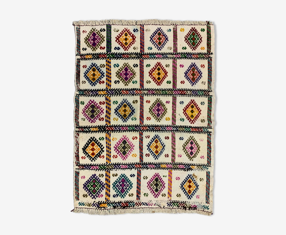 Small Vintage Turkish Kilim Rug 95x70 cm Wool Kelim