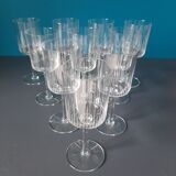 10 vintage engraved crystal walking glasses