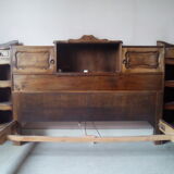 Louis XV style bed / regency in solid wood stained with cozy headboard.