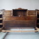 Louis XV style bed / regency in solid wood stained with cozy headboard.
