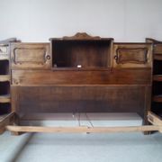 Louis XV style bed / regency in solid wood stained with cozy headboard.