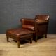 Ensemble de fauteuils en peau de mouton hollandais avec repose-pied