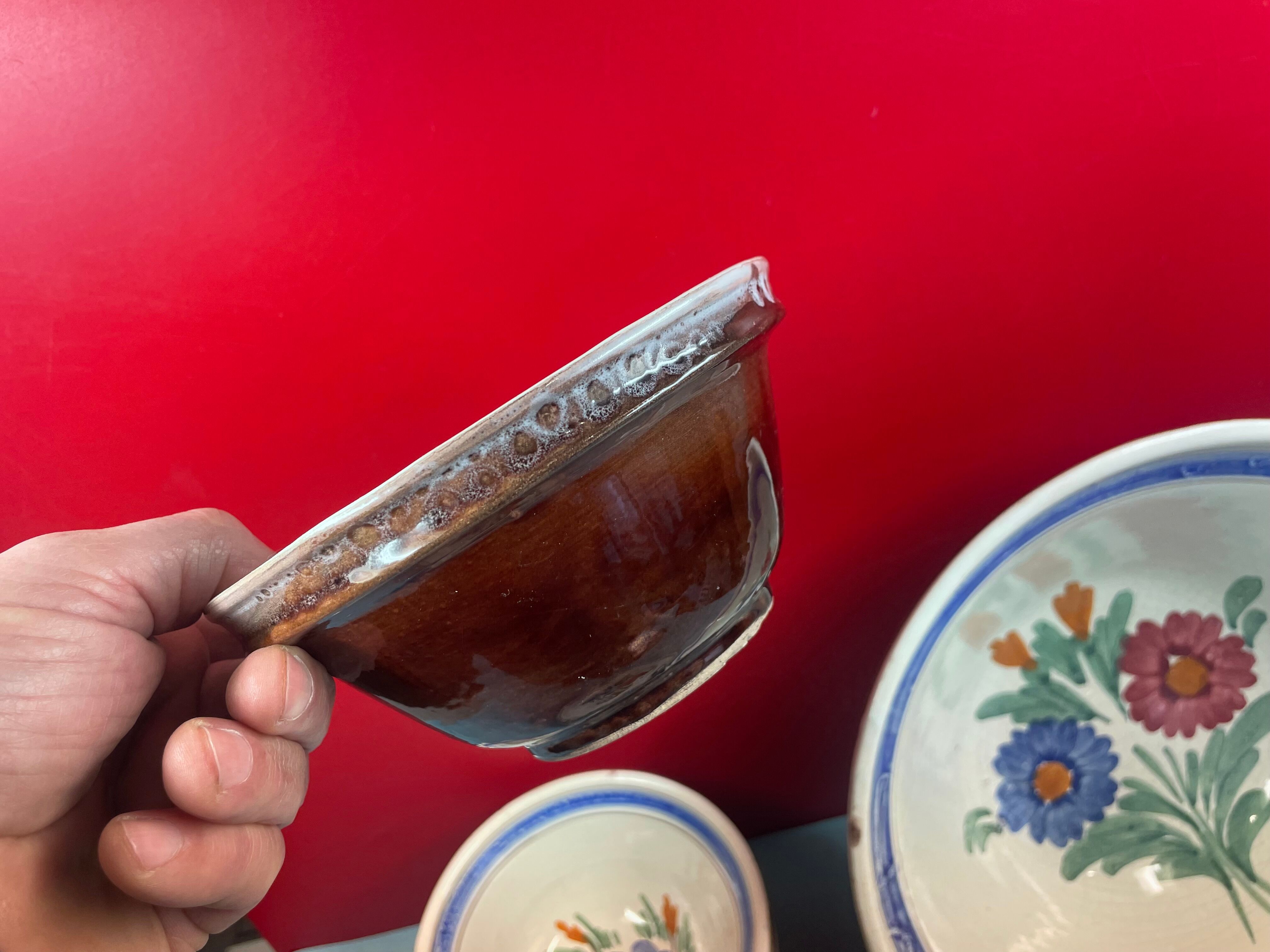 Old floral décor tableware 1 bowl, 6 flat plates & 4 bowls