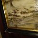 Old framed painting, oil "Wood under the snow", signed