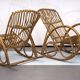 Franco Albini style, pair of rattan and bamboo rocking chairs. Italy 1950s