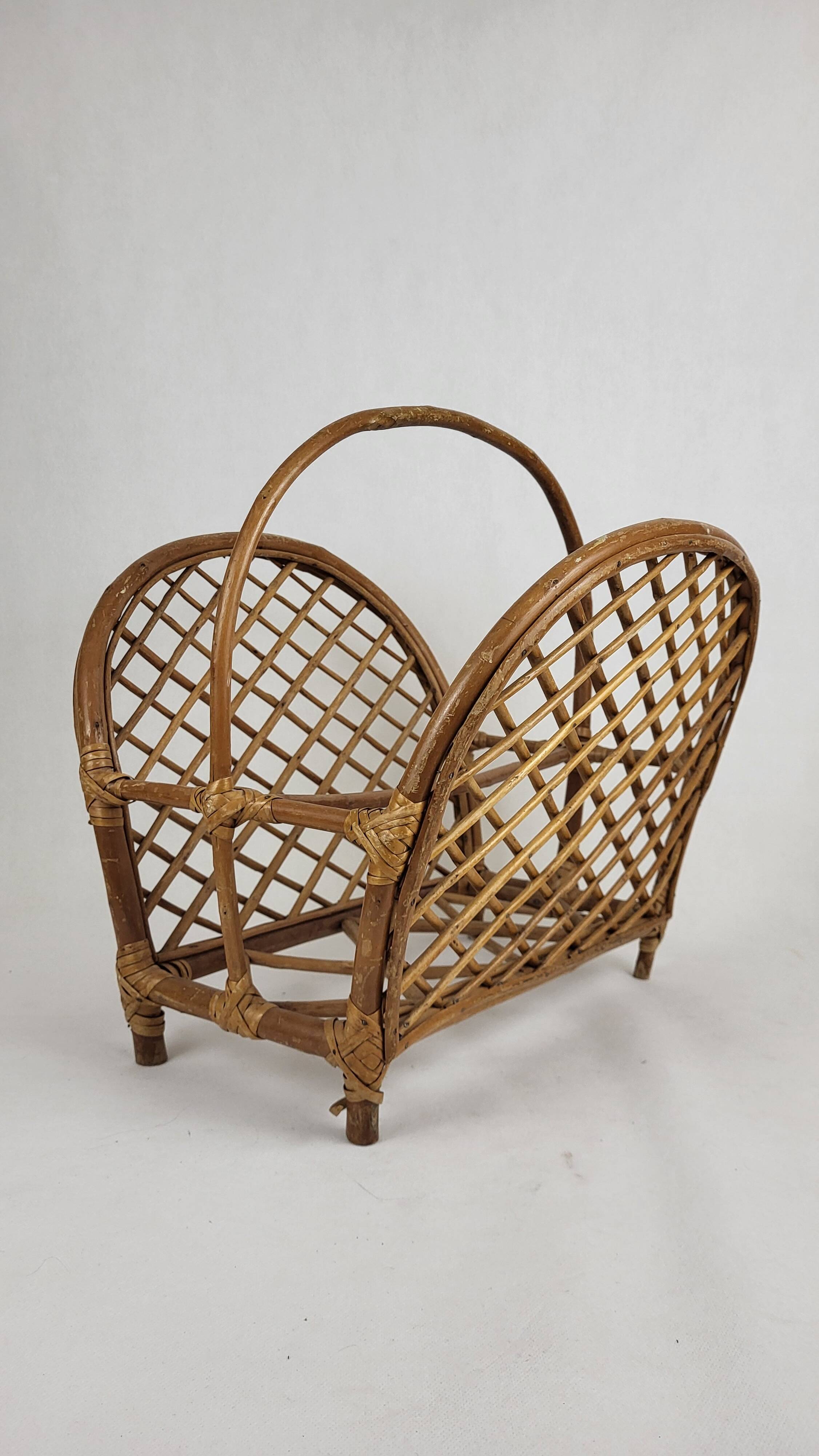 Rattan magazine rack 1960s