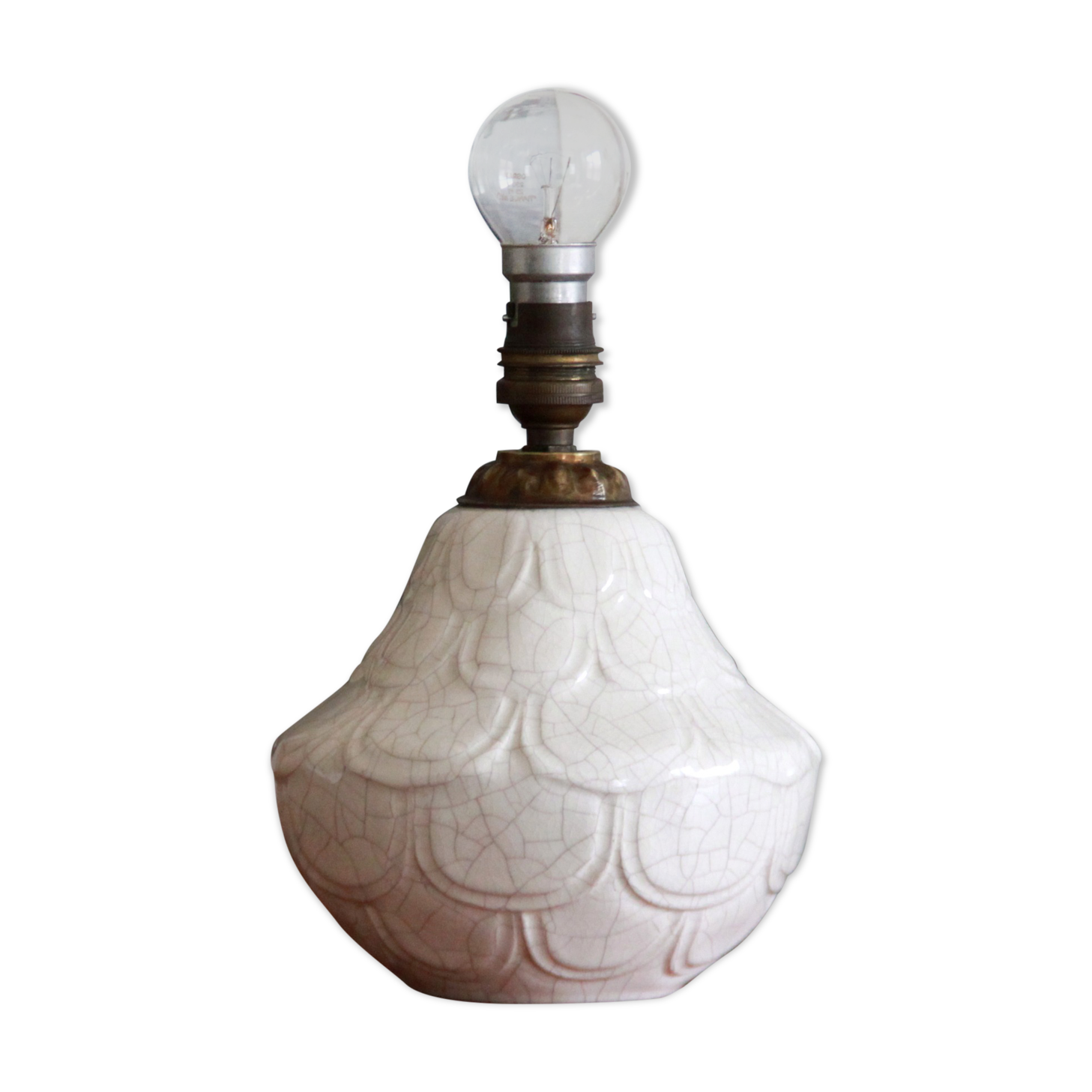Old cracked ceramic table lamp