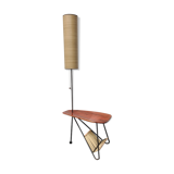 Vintage side table floor lamp and paper holder