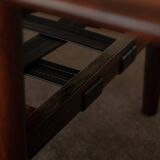 Vintage Rosewood Coffee Table Leather Magazine Shelf Topform Dutch MCM 1960