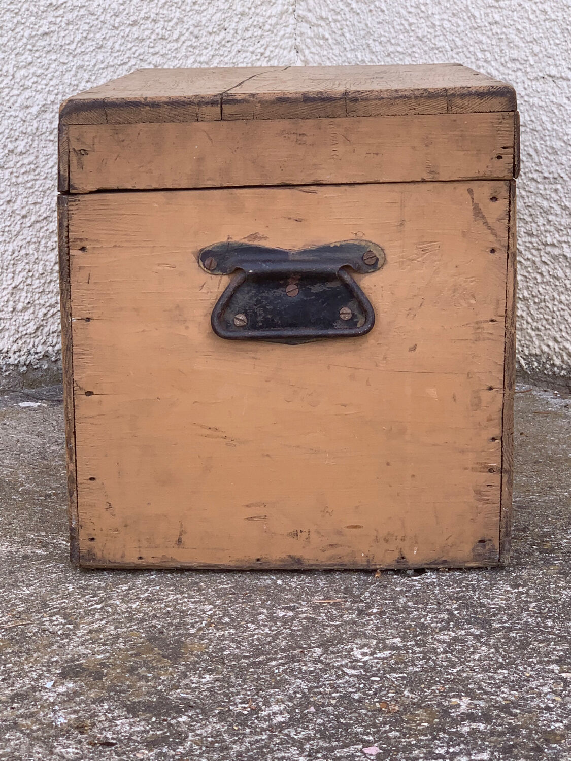 Wooden chest yellow patina