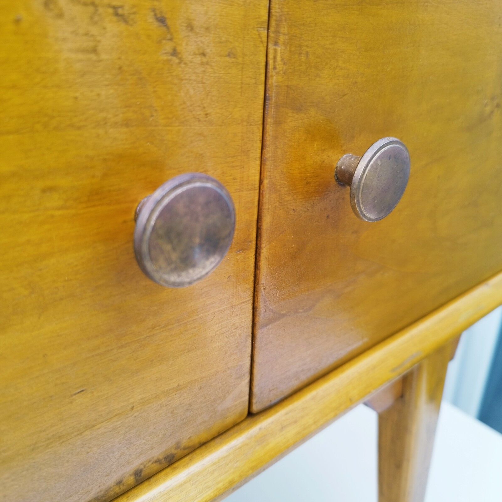 Bedside table varnished wood design 60's vintage