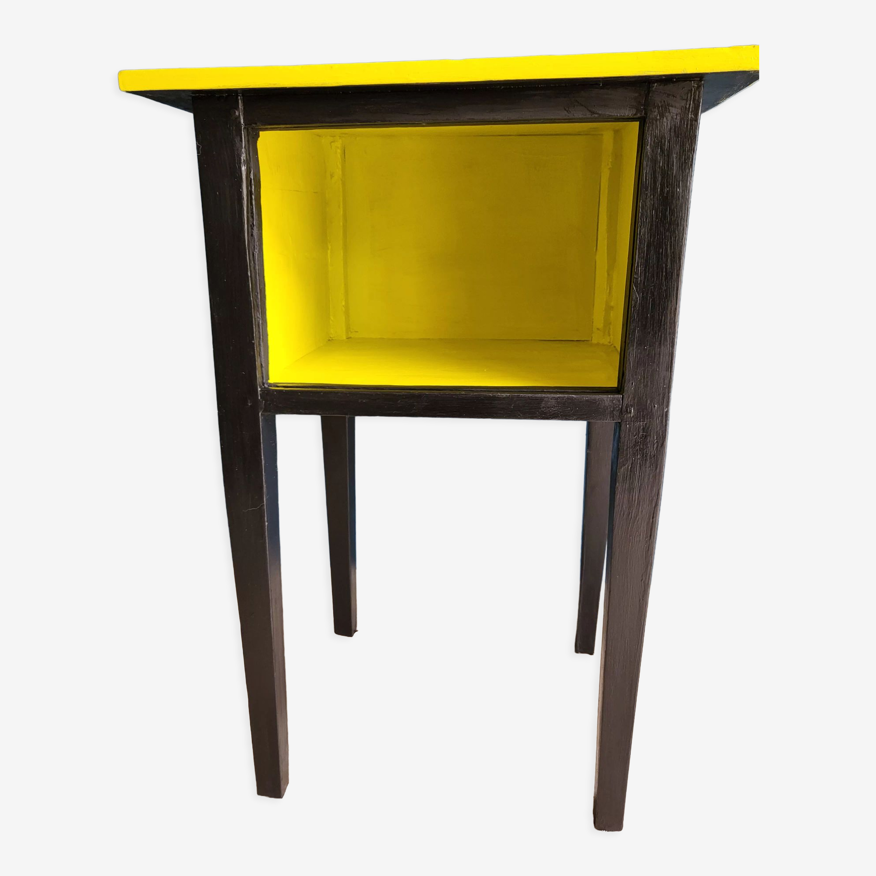 Table de chevet vintage jaune et noir | Selency