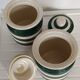 Paire de pots collector anglais Cornishware rayures vertes années 60