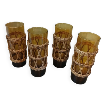 4 verres à orangeade vintages