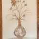 Signed still life monochrome sepia painting "dried flowers"