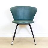 Ensemble de fauteuils club espagnols en fer et skaï vert, années 1960