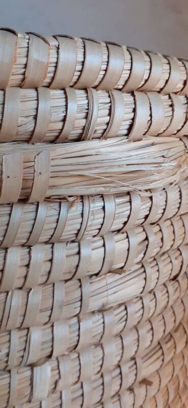Panière corbeille ronde vintage en paille
